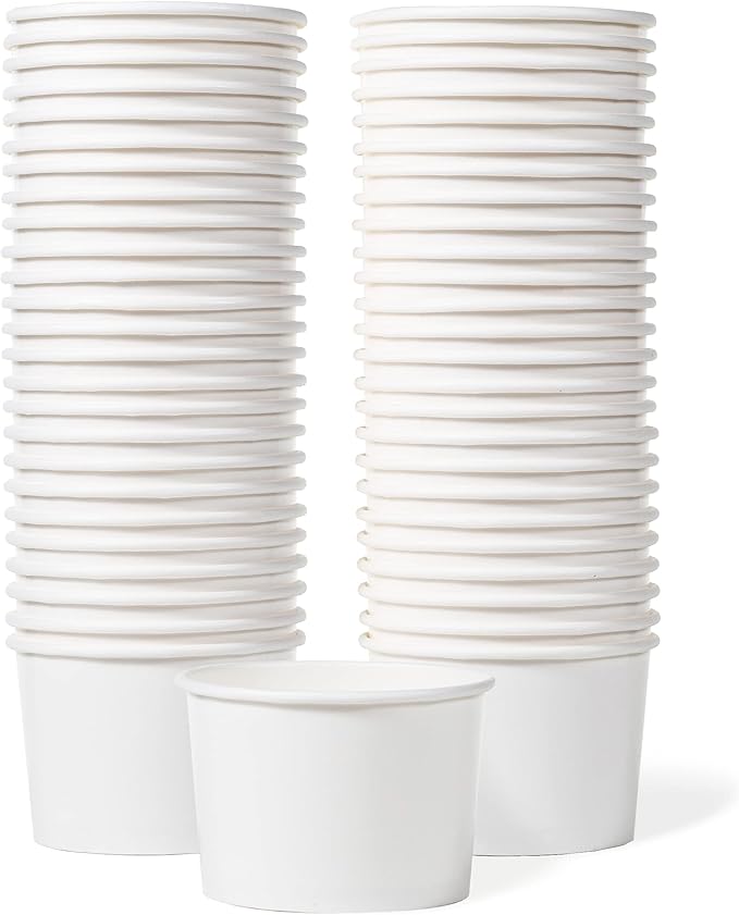 MATICAN Paper Ice Cream Cups - 50-Count 9-Oz Disposable Dessert Bowls for Hot or Cold Food, 9-Ounce Party Supplies Treat C...