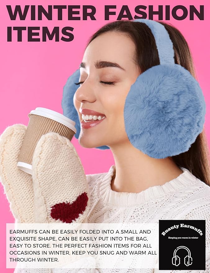 Buauty Ear Muffs Winter Women Men Soft Earmuffs Cute Ear Covers Cold Weather Fluffy Ear Warmers Headband Winter Accessories