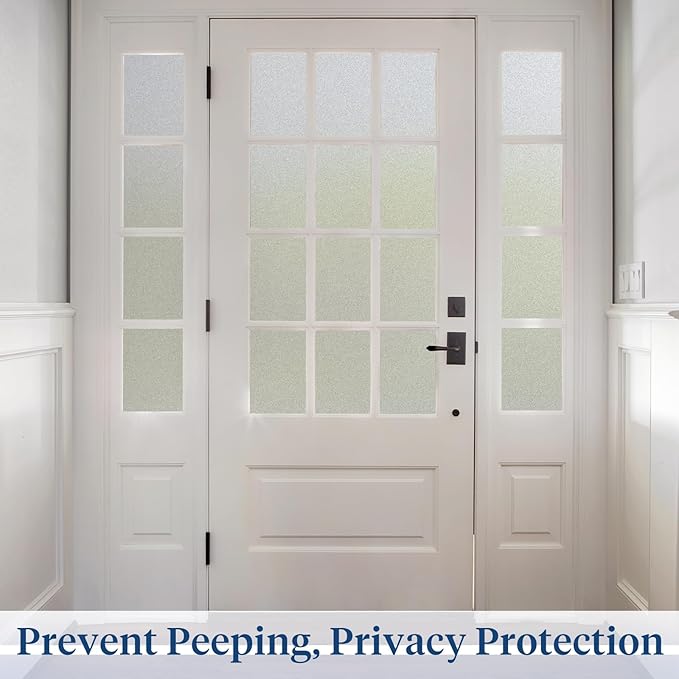 Haton Window Privacy Film Frosted Glass for Bathroom, Static Cling UV Sun Blocking Window Clings, Opaque Decorative Coverings Removable Sticker Heat Control Tint for Home Door, Pure 23.6" x 78.7"