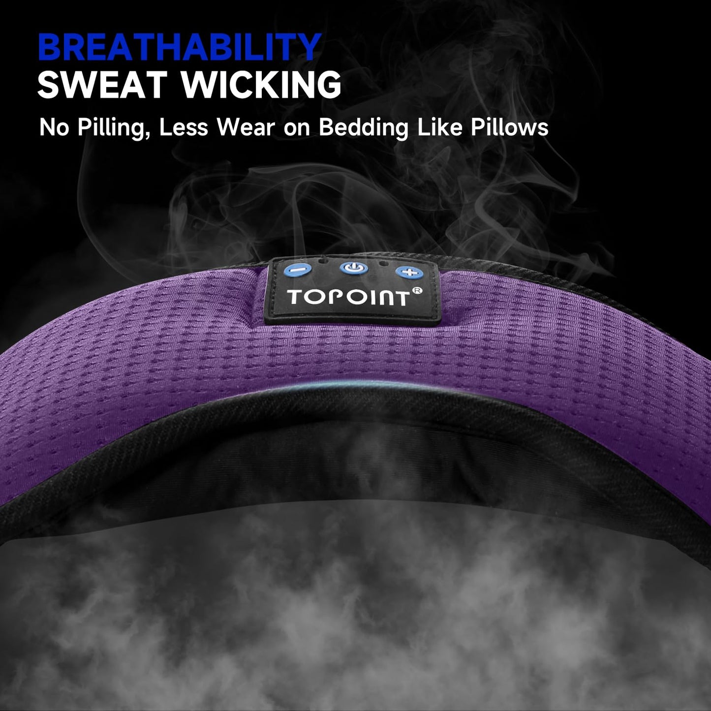 TOPOINT Sleep Mask Headphones Bluetooth Wireless 5.4, Breathable Cotton Eye Mask for Sleeping Side Sleepers Travel Music Headsets with Microphone Handsfree Men Women