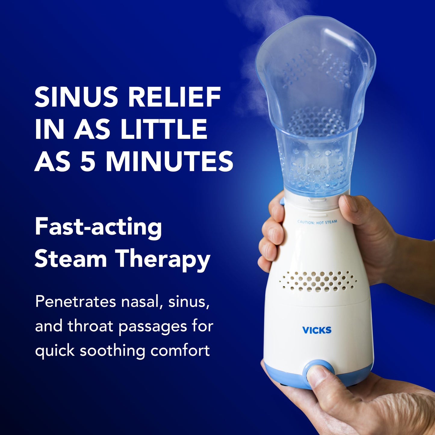 Vicks Sinus Inhaler - Non-Medicated Steam Relief for Allergies, Congestion, Cough & Colds, Vocal Steamer, Soothes Nasal & Throat Passages, Works with VapoPads (1 Included)