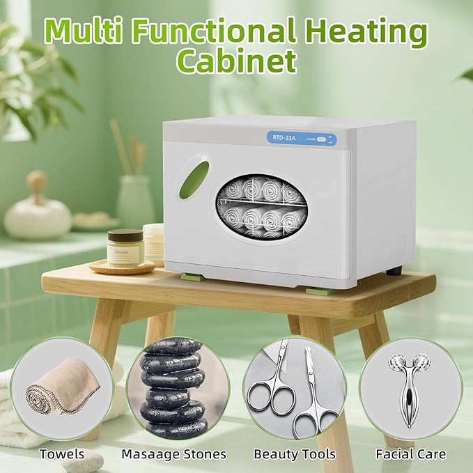 23L Hot Towel Warmer Cabinet with See Through Window.Professional Towel Heater for SPA Facials Massage Salon with 2 Stainless Steel Racks,White