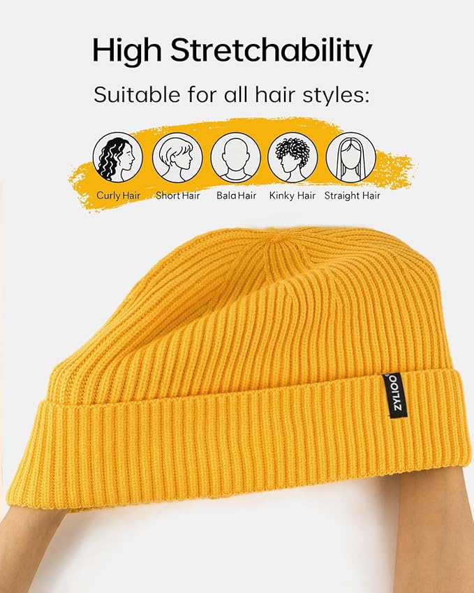 Zylioo Oversize Beanie Hats, XXL Big Size Ribbed Knit Cuffed Winter Hat for Cold Weather, Warm Skull Watch Cap