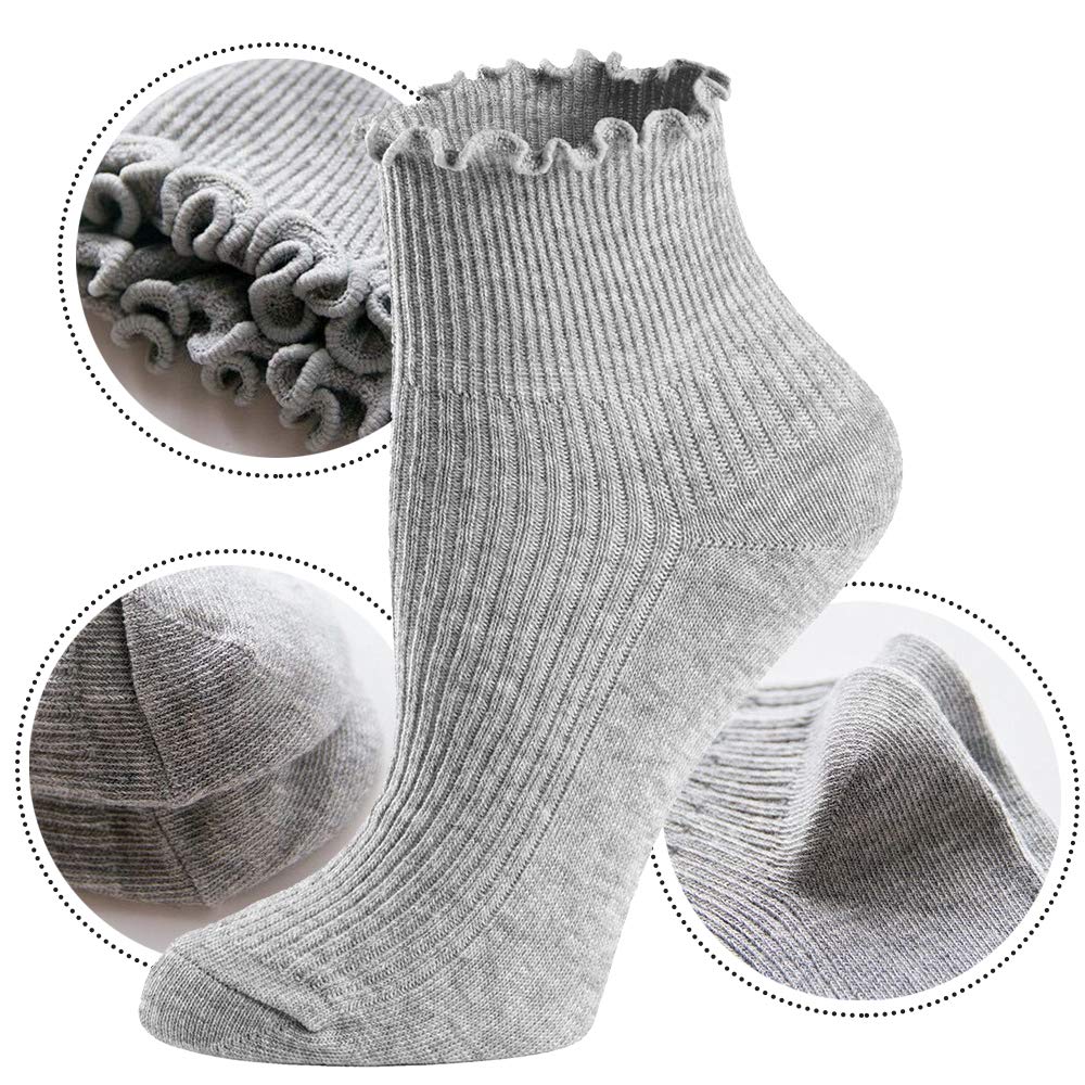 Mcool Mary Women's Ankle Socks - Ruffle Turn-Cuff Cute Socks for Summer, 6-Pack, Cotton Knit, Low Cut Frilly, Size 9-11