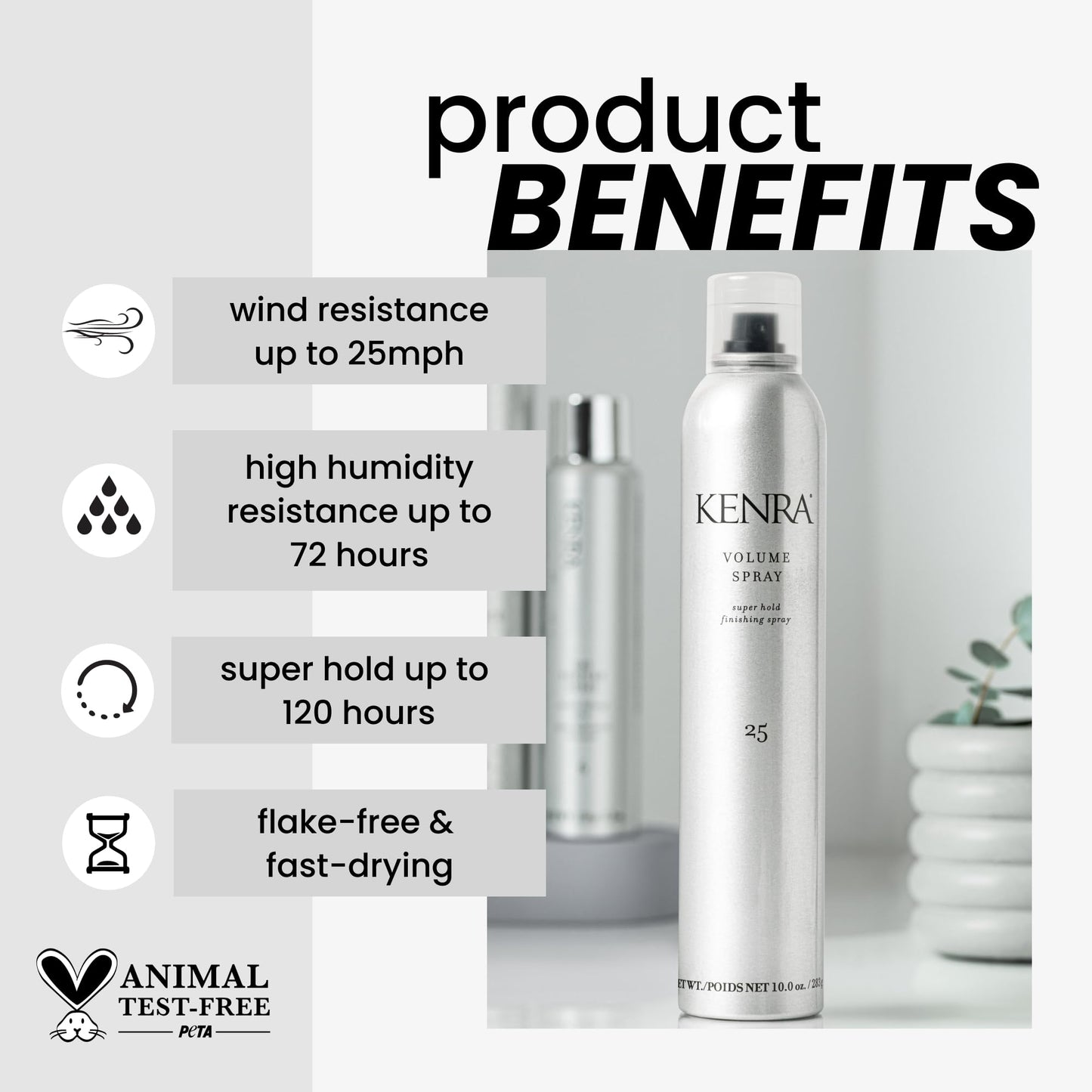 Kenra Professional Volume Spray 25 50% | Super Hold Finishing & Styling Hairspray | Flake-free & Fast-drying | Wind & Humidity R