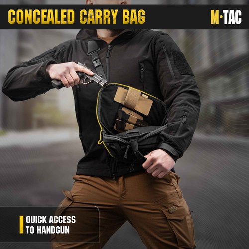 M-Tac Tactical Large Crossbody Bag for Men - Concealed Carry Sling - Multicam Black CCW Chest Bag - Elite Sphaera Shoulder Pack (Regular)
