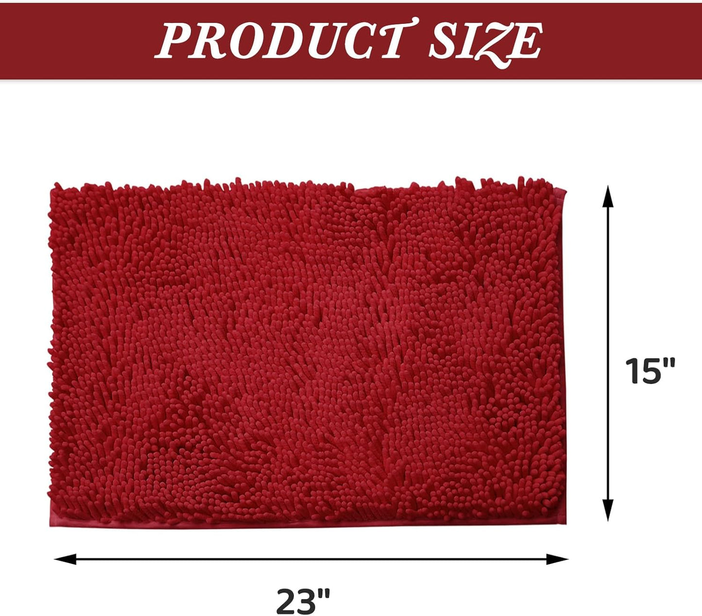 Non-Slip Bath Rug,Extra Soft Microfiber Bedroom Shag Carpet with Anti-Slip Backing,Water/Dust Absorbent Fast Dry Shower Mat,Sound Insulated Stairs Pad,Machine Washable (Red,15 x 23 Inches)