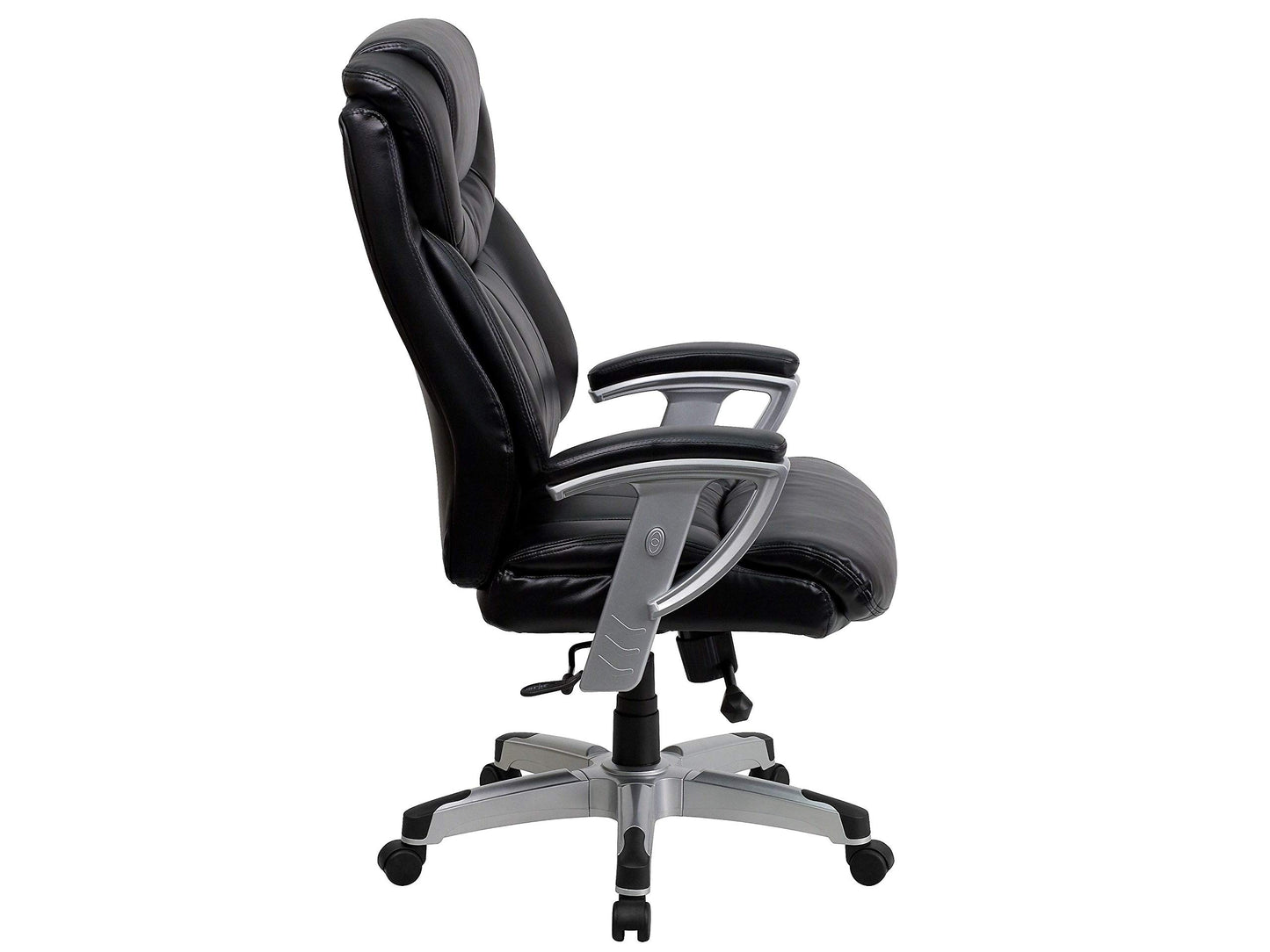Flash Furniture HERCULES Series Big & Tall 400 lb. Rated Black LeatherSoft Executive Ergonomic Office Chair with Silver Adjustable Arms