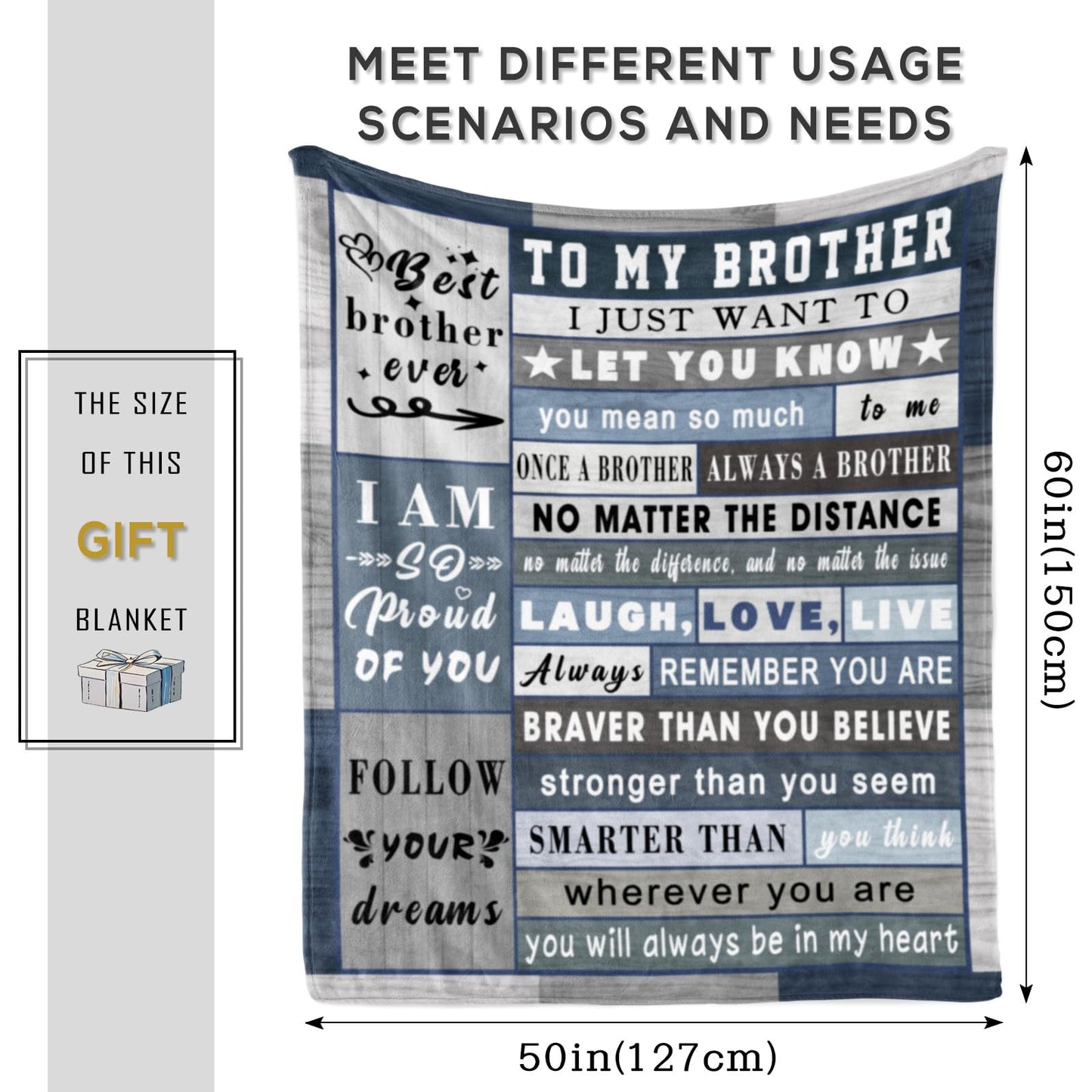 Spwasplo Gifts for Brother Fathers Day Blanket from Sister - Brother Christmas Birthday Gift Adult - Ultra Soft Plush Throw Present Ideas for Bedding Sofa - 60"x50"