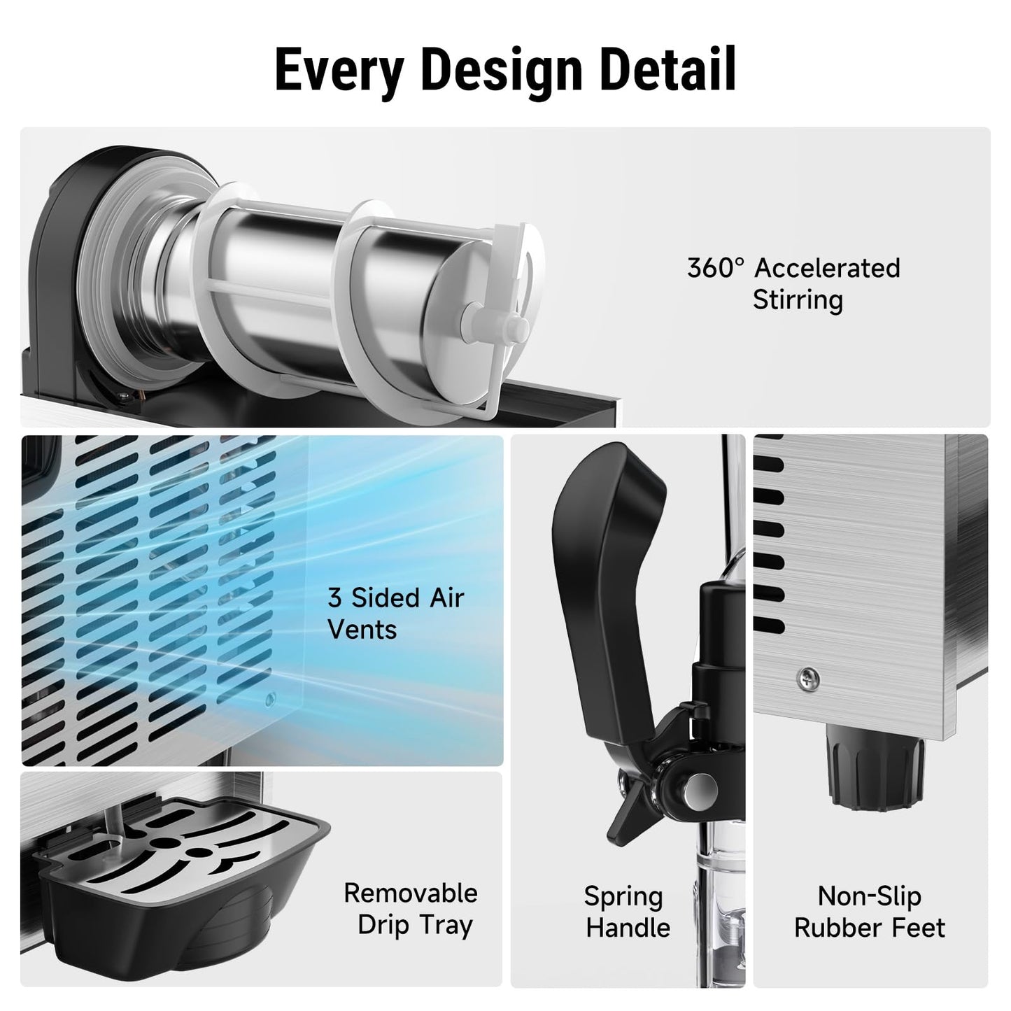 15L Commercial Slushy Machine with LED Light, 15L×1 Tanks Commercial Frozen Drink Machine, Stainless Steel Margarita Slushie Maker, Quick Making, for Wine Cocktails, Daiquiri Juice, Coffee
