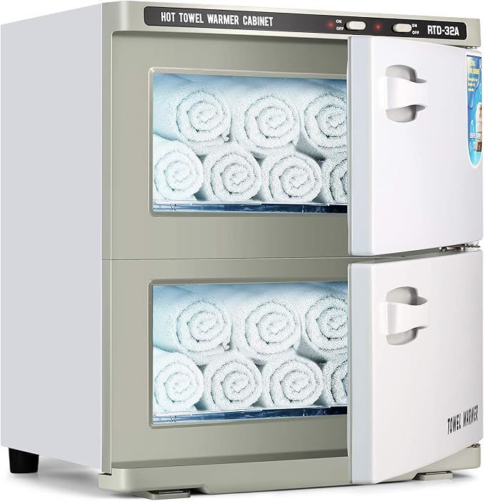 Artist hand Hot Towel Warmer Cabinet, 32L Large Capacity Towel Warmer Fast Heating Stainless Steel Cabinet for Bathroom, Spa Esthetician, Salon, Facial, and Family Use (32L)