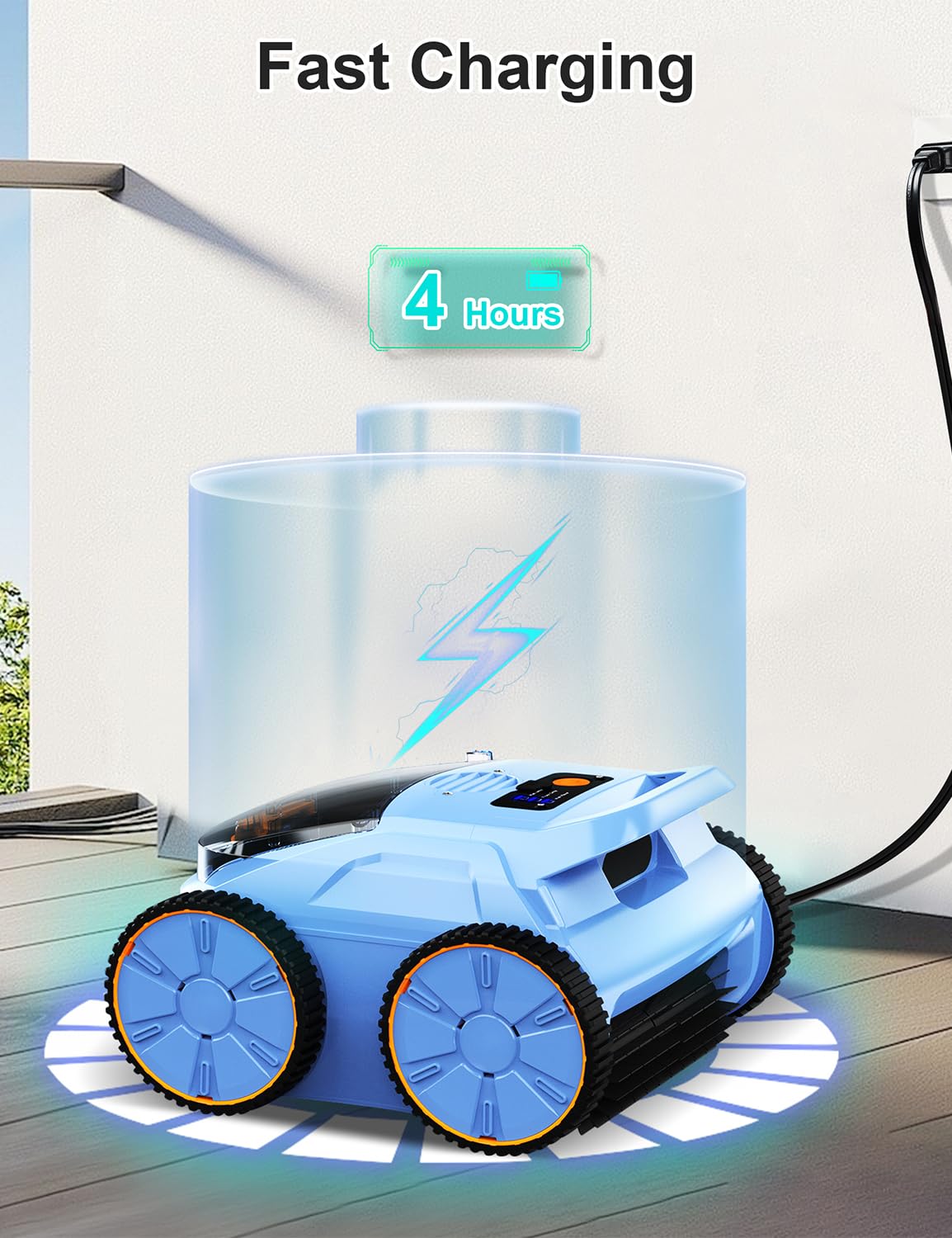 Robotic Pool Cleaner for Inground Pools, OOTDAY Cordless Robotic Pool Vacuum, Pool Robot with Smart Navigation, Floor/Wall/Waterline Cleaning, 150 Mins Runtime, Pools up to 2000 Sq.ft