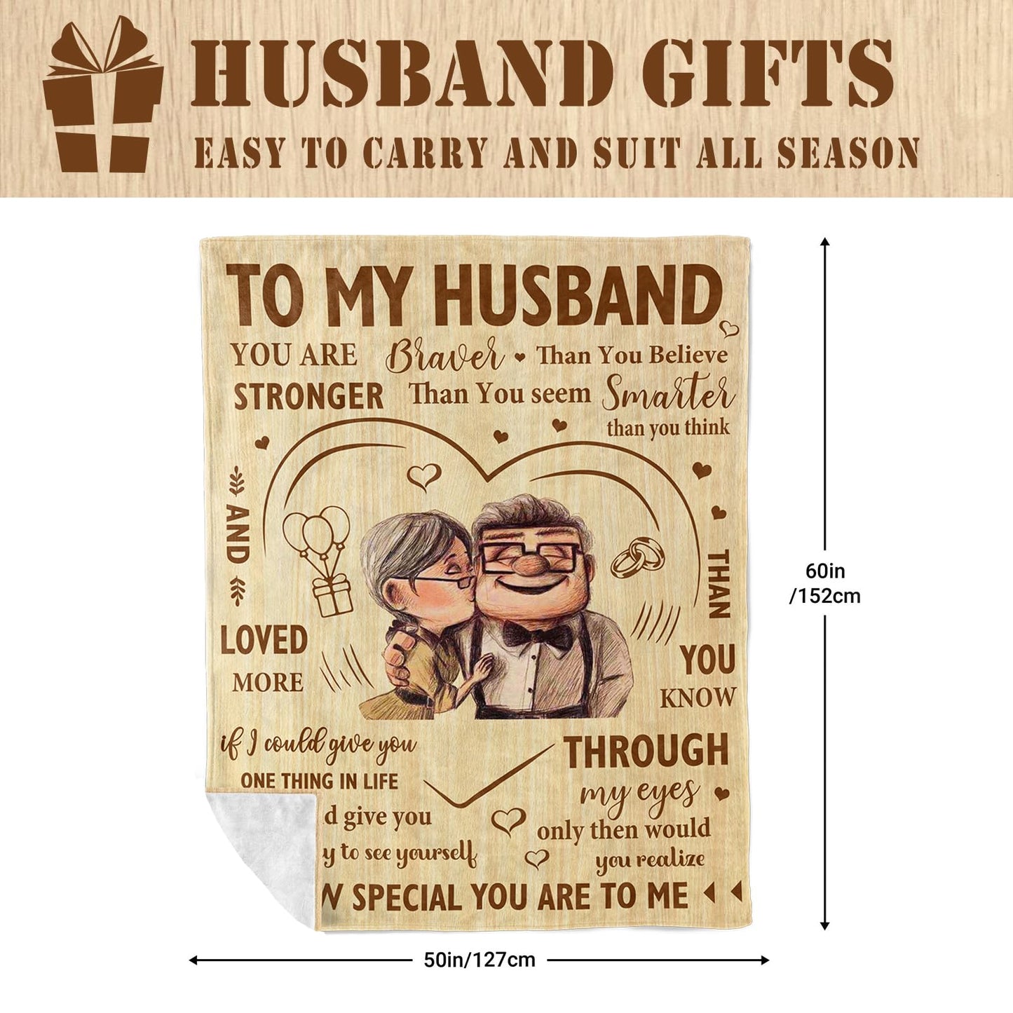 Neuturs Gifts for Husband Blanket, Husband Gifts from Wife, Husbands Birthday Gift, Romantic Fathers Day Christmas Wedding Anniversary Love Birthday Gift for Him Men, to My Husbands Blanket 60"X50"