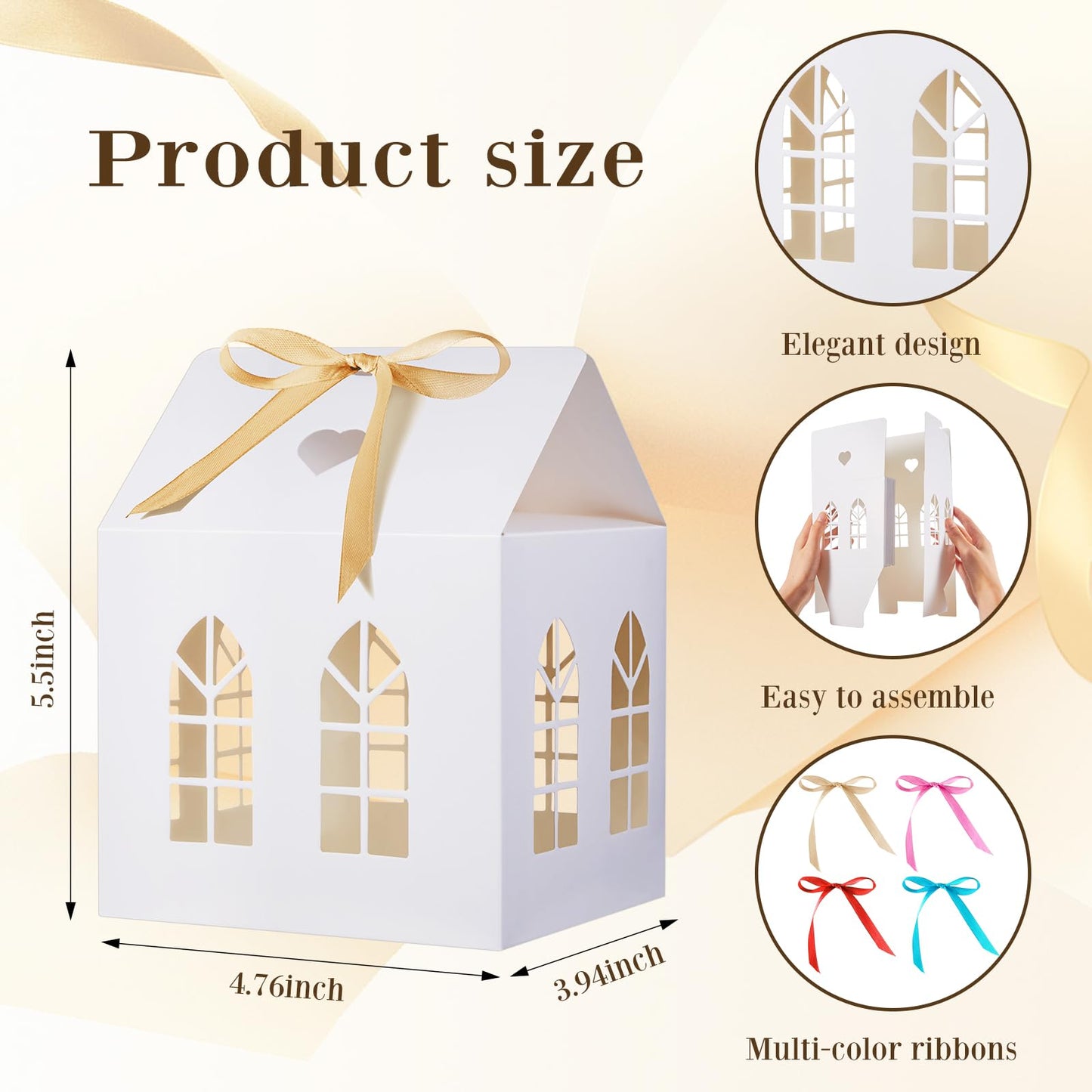 Engrowtic 25 Sets Medium House Shaped Gift Boxes with Ribbons House Shaped Paper Bakery Packaging Candy Box for Treats Real Estate Agent Gift Christmas Gingerbread Wedding Birthday Bridal Shower