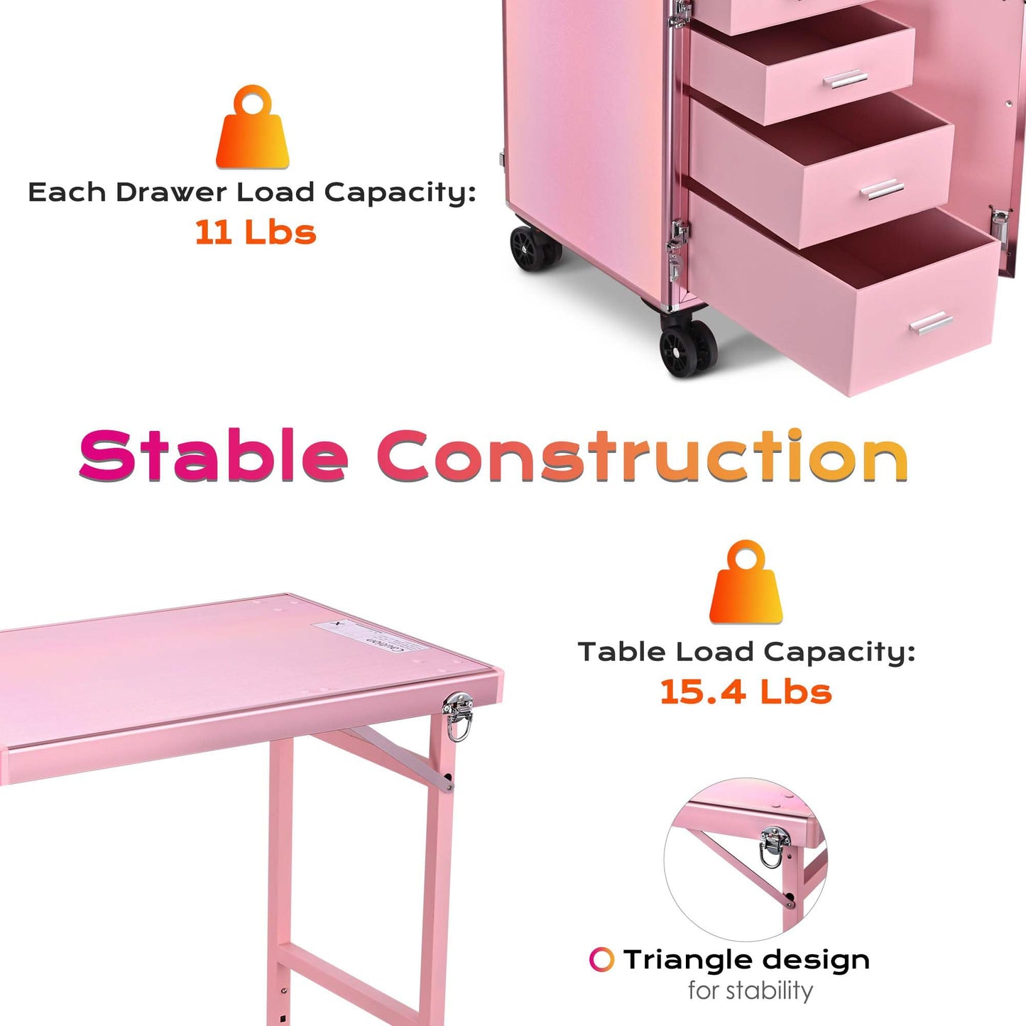 BYOOTIQUE Rolling Manicure Table Portable Nail Desk Station Travel Makeup Train Case Cosmetic Trolley Storage Organizer with Sto