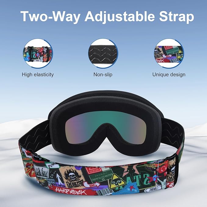OTG Kids Ski Goggles Kids Snowboard Goggles for Boys Girls Toddler Youth Kid Snow Goggles Anti-Fog UV400 Protection