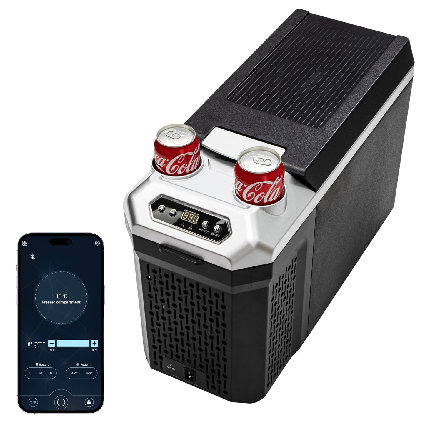12 Volt Refrigerator with APP Control,Car Refrigerator 19QT Portable Freezer Compressor Cooler(-4°F ~ 68°F”),Car Refrigerator with Cup Holders Fridge12/24V DC&110V AC for MPV,RV,Travel,SUV,Van Camping