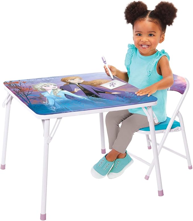 Disney Frozen Activity Table & Chair Set for Toddlers 24-48M, Includes 1 Table & 1 Chair - Sturdy Metal Construction, Tabl...