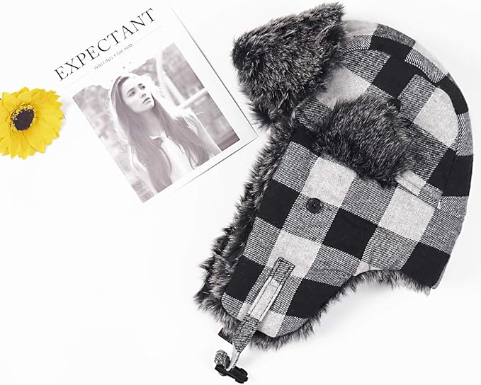ONWAY Trapper Hat Winter Hats for Women Men with Faux Fur Ear Flaps