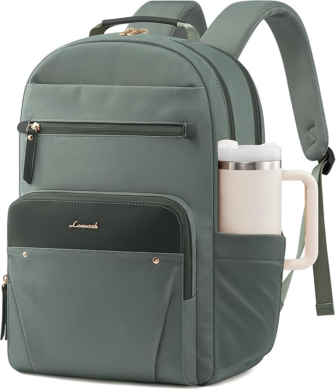 LOVEVOOK Laptop Backpack for Women with 2X Extra-Large Tumbler Pockets, 15.6" Work Backpack Purse, Travel Personal Item Ba...