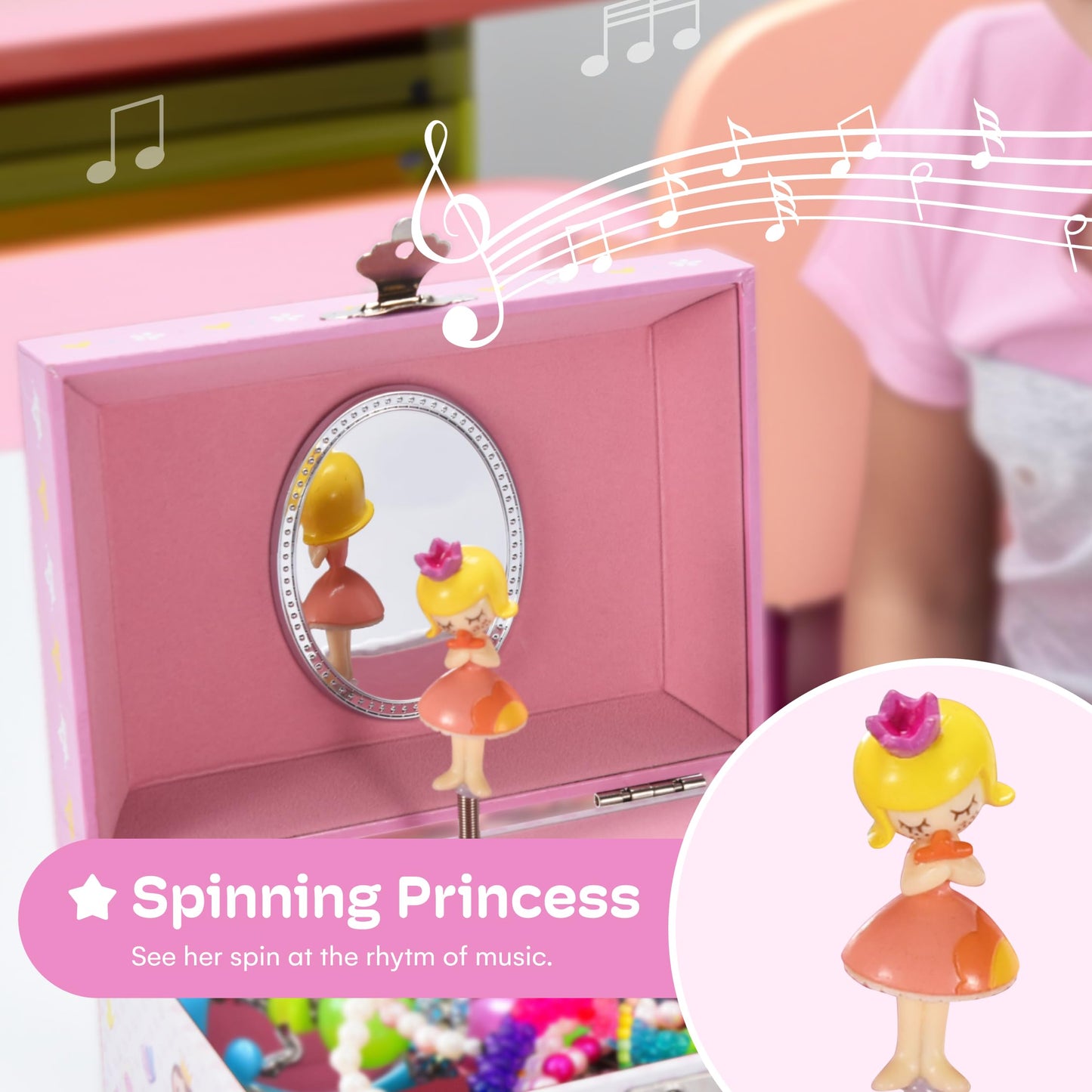 Jewelkeeper Jewelry Box for Girls - Toddler Jewlery Box - Girls Jewelry Box 6-8 - Blonde Princess Musical Jewelry Boxes, The Bea
