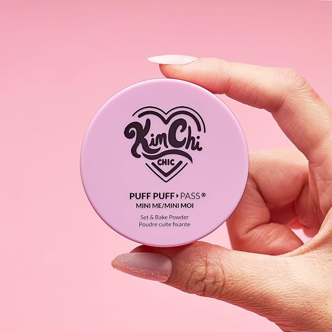 KimChiChic Beauty Mini Me Puff Puff Pass Set and Bake Setting Powder for Makeup, Soft Natural Face Makeup for Uneven Skin Tone, 0.17oz, 02 Banana