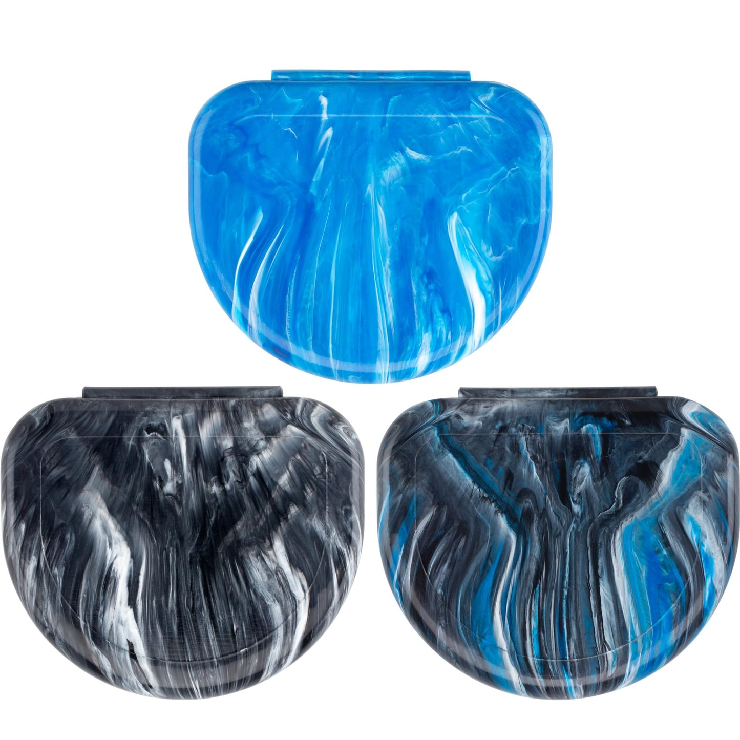 Practicon Marble Retainer Cases, Orthodontic Aligner Case, Mouth Guard Holder (3 Pack) (Midnight)