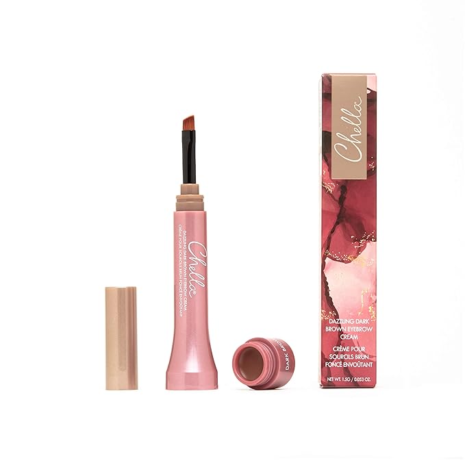 Chella Eyebrow Cream, Dazzling Dark Brown - Vegan, Cruelty Free, Paraben Free, Gluten Free Eyebrow Pomade Makeup - Long Wearing, Velvet Consistency, Water Proof