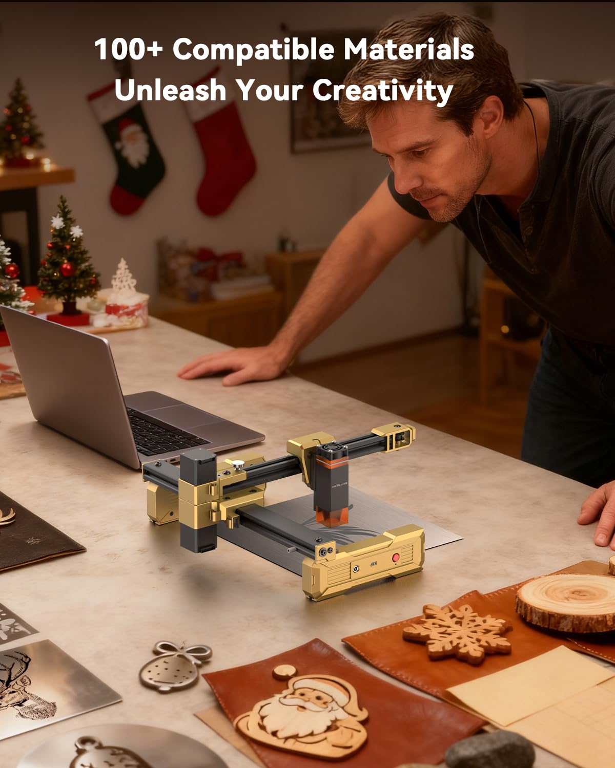 T1 Foldable Laser Engraver, 7000mW Portable Engraving Machine with 0.01mm Accuracy, 200x150mm Working Area for Wood, Leather, Acrylic, Coated Metal - Ideal for DIY & Small Business