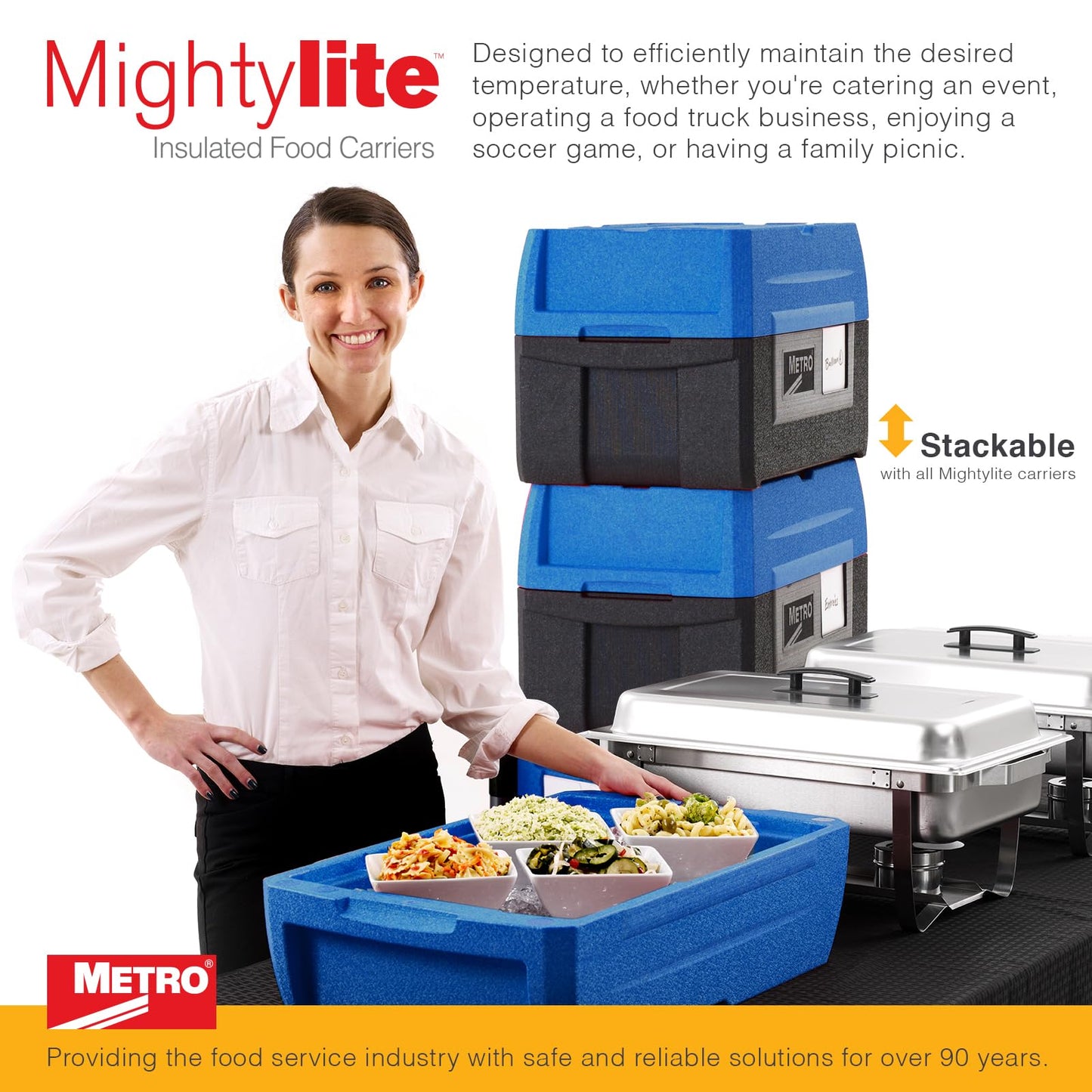 Metro Mightylite ML180XL Top Load Insulated Food Carrier - Professional-Grade Multipurpose Pan Carrier, Insulated Cooler and Food Warmer with Extra Capacity Lid - 45 qt or 5 Pan Capacity