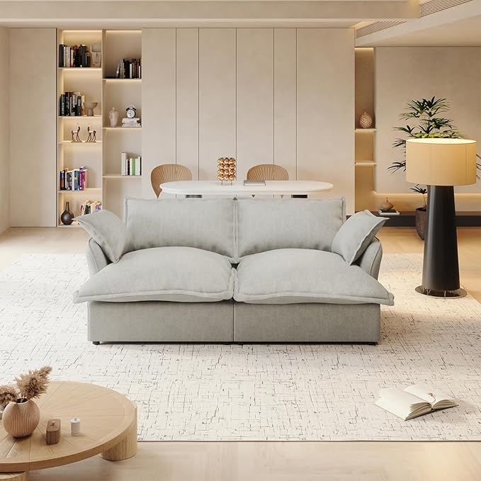 Intuition Decor Cloud Modular Sectional Sofa,82" Down Filled Comfort Comfy Sofa Couch with Cushion Covers Removable Extra Deep Seats,Couch for Living Room Apartment Office