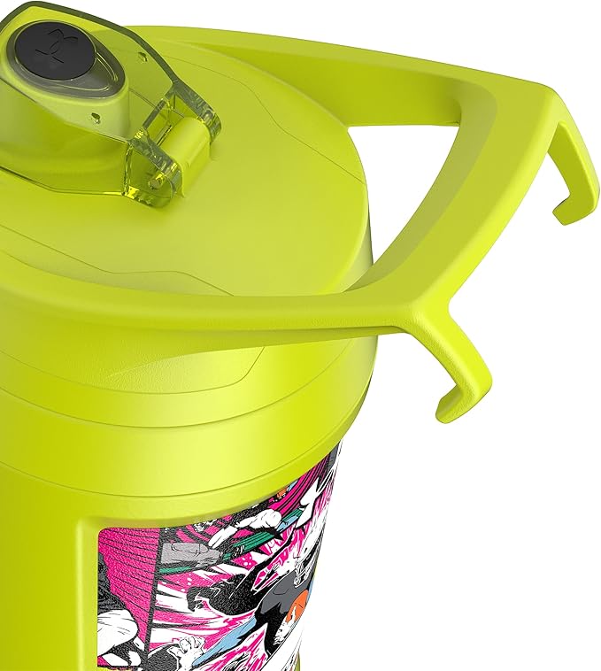 Under Armour 32 oz Insulated Water Bottles - Sports Water Jug with Fence Hook, Leak Resistant for Baseball, Football & More, 32 oz Insulated, High-Vis Comic