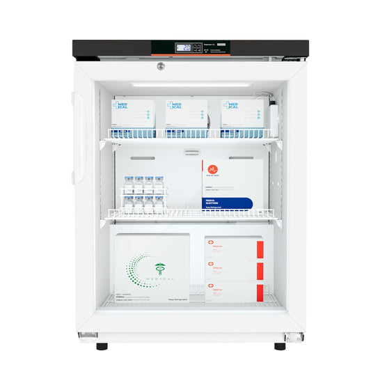 KoolMore 4.5 cu ft Countertop Medical Pharmacy Refrigerator with Emergency Backup Battery for Temperature Display and Alarm in White, UL Listed (KM-PHR-45C)