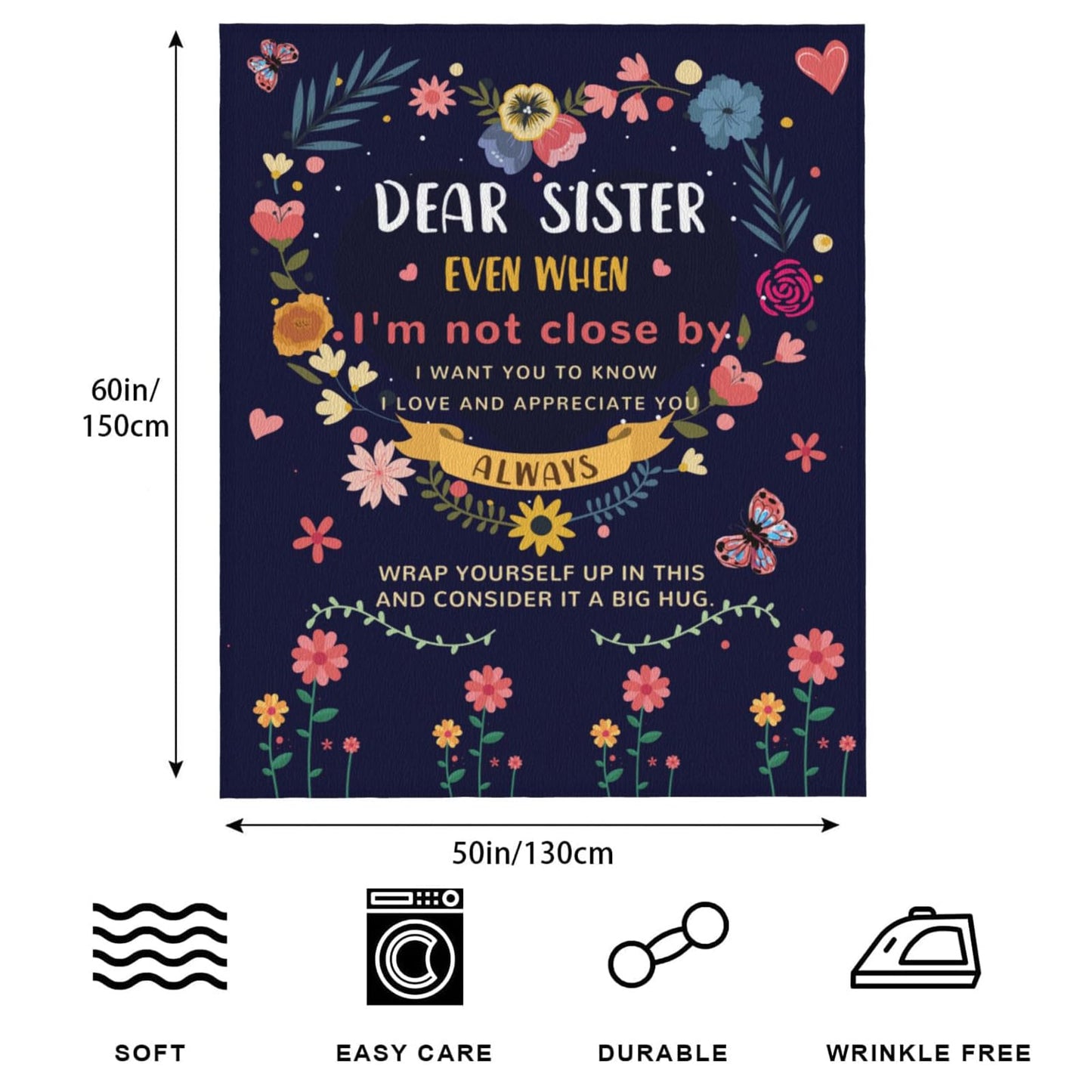AISDE Sister Gifts Blanket, Sister Gifts from Sisters, Sisters Birthday Valentines Presents Throw Blanket 60'' x 50''