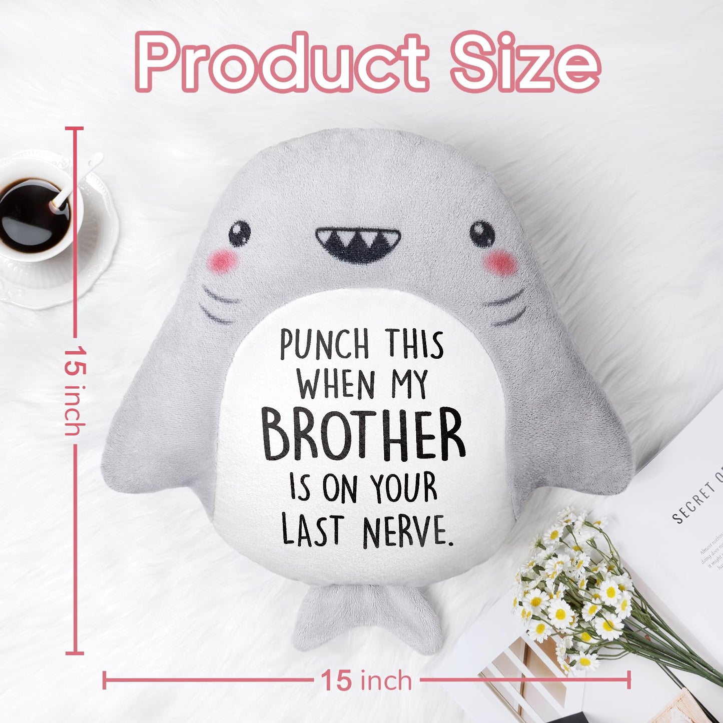 musaecoin Funny Sister in Law Gifts- Novelty Cute Plush Shark Pillow- Wedding/Birthday Gifts for Sister in Law, Engagement/Bridal Shower Gift for Future SIL, Brothers Girlfriend, 15”×15”