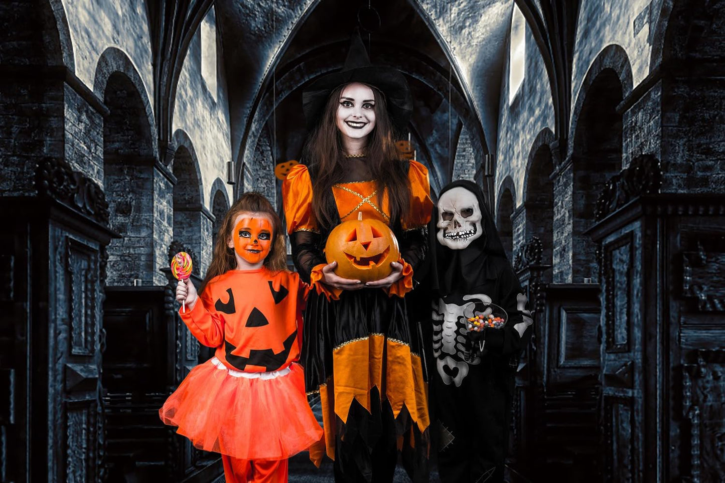GKLEASG 7x5ft Halloween Backdrop Horror Spooky Castle Background Dark Gothic Church for Party Supplies Photography Decoration Studio Props