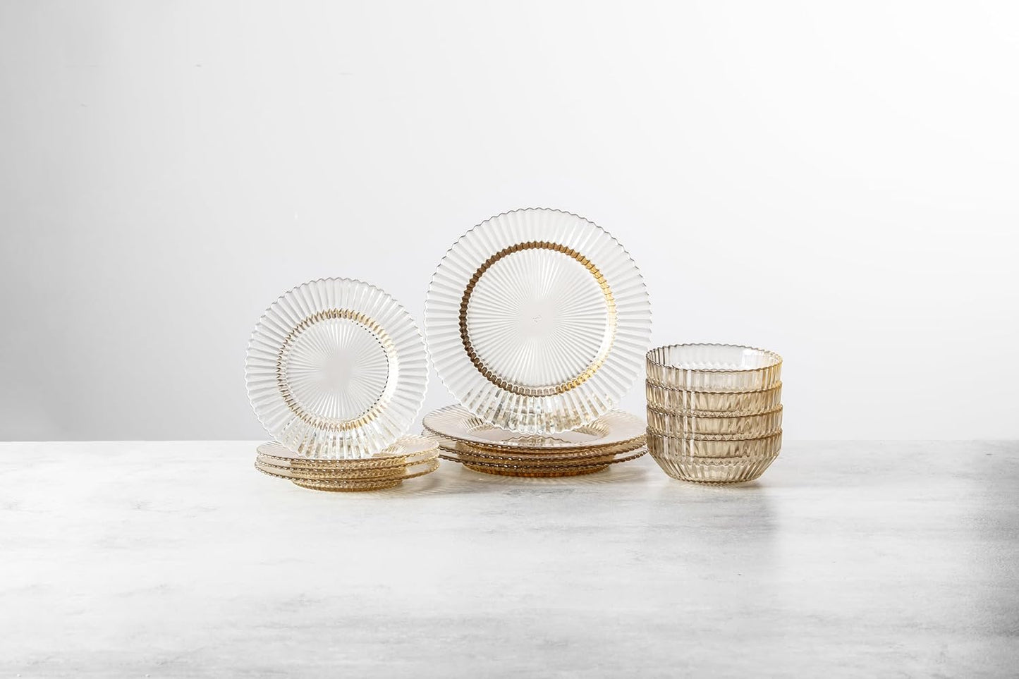 Fortessa Archie Glass, 12 Piece Dinnerware Set (Service for 4), Ginger