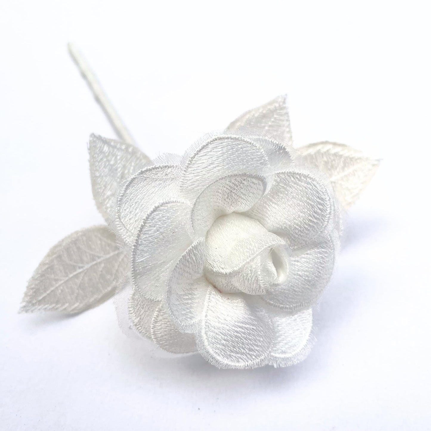 Camellia Bees Handmade Lace Flower for 13th Wedding, Valentine's Day Gift, Lace (White)