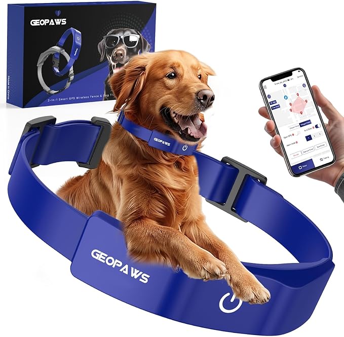 GPS Electric Dog Fence with Free App, Wireless Fence System with Training Collar, Adjustable of Dogs Portable Fence for Ou...
