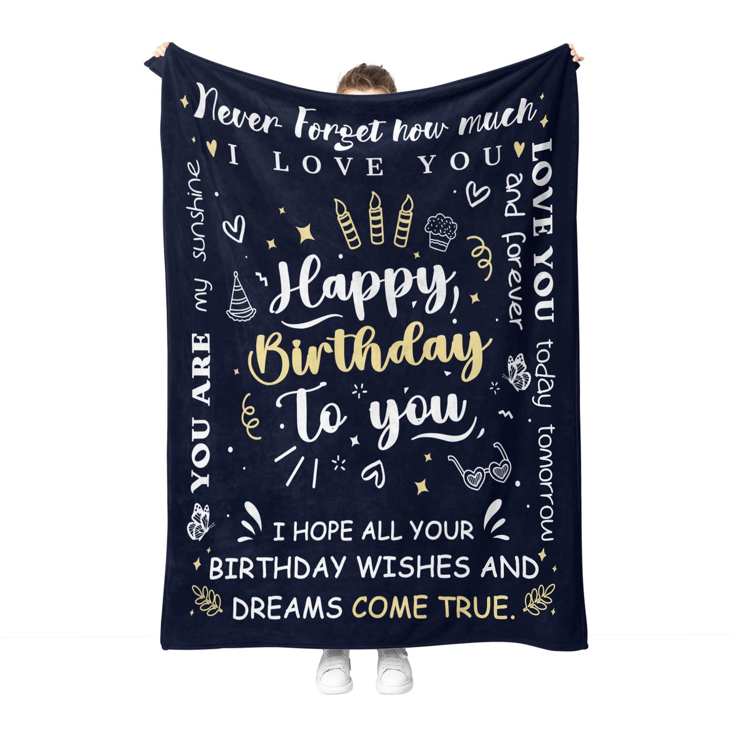 Hohoto Happy Birthday to You Blanket Birthday Gifts for Women Men Kids Girls Boys Mom Dad Husband Wife Son Boyfriend Brothers Sisters Grandparents Doctor Nurse Teachers Throw Blankets 50"x60"