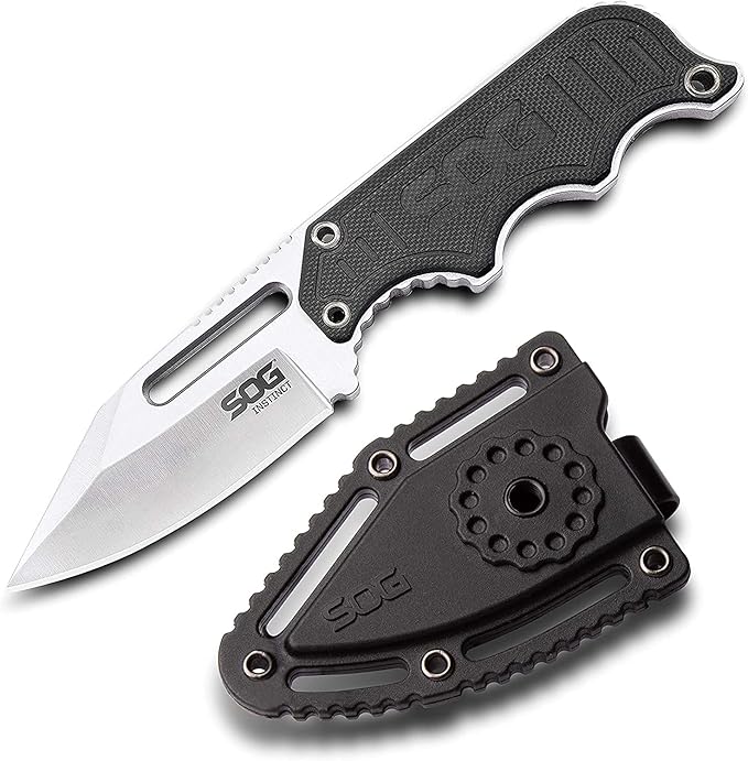 SOG Small Fixed Blade Knife - Instinct Boot Knife, EDC Knife, Neck Knife, 2.3 Inch Full Tang Blade w/ Knife Sheath and Cli...