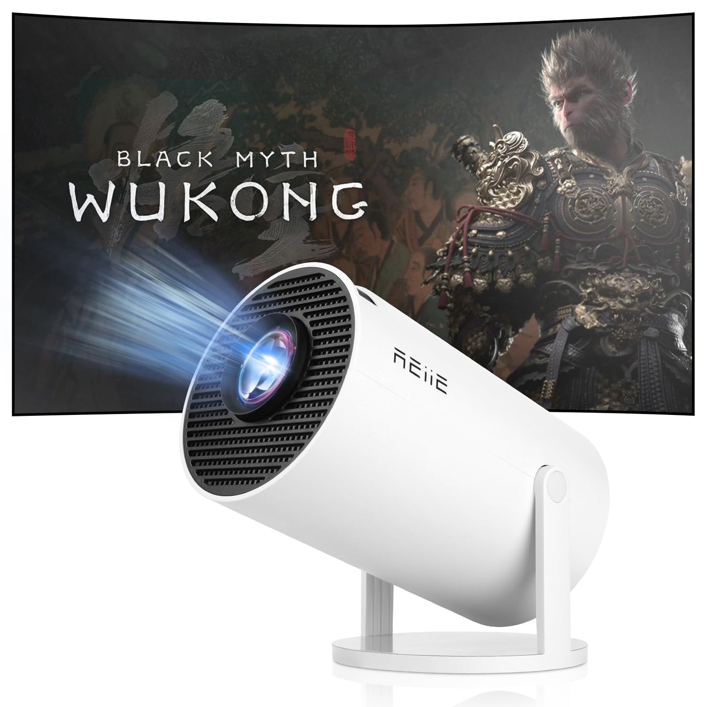 Reiie Mini Projector, 1080P Wifi Bluetooth, Portable Outdoor Movie Projector For Camping, Home Theater Support 130 Display