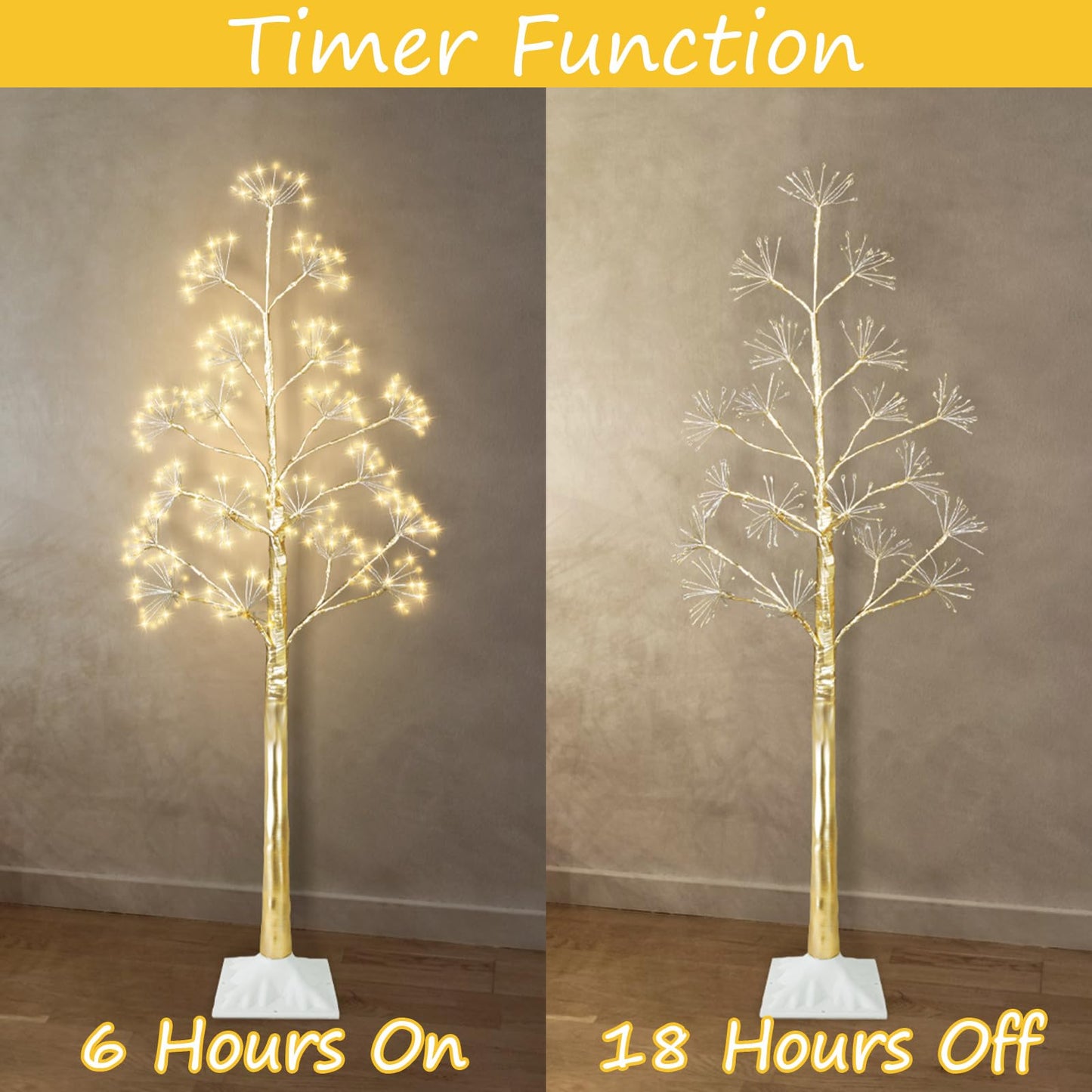 TORONTOKYO Set of 3 Lighted Birch Tree, 3 feet 4 feet and 5 Feet Warm White LED Artificial Tree, Light Up Christmas Twig Trees for Thanksgiving Christmas Party Indoor Outdoor Decoration