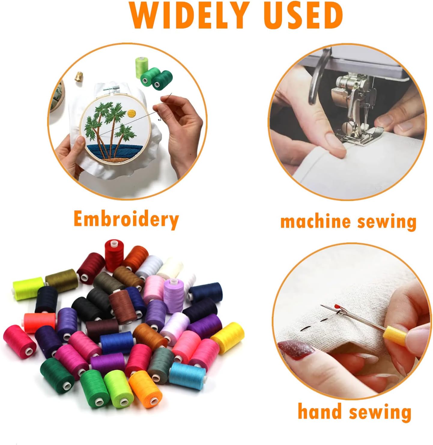 Simthread All Purpose Sewing Thread, 42 Spool Assorted 1000 Yards Polyester Threads for Sewing, Handy Polyester Sewing Threads for Sewing Machine - 42 Colors