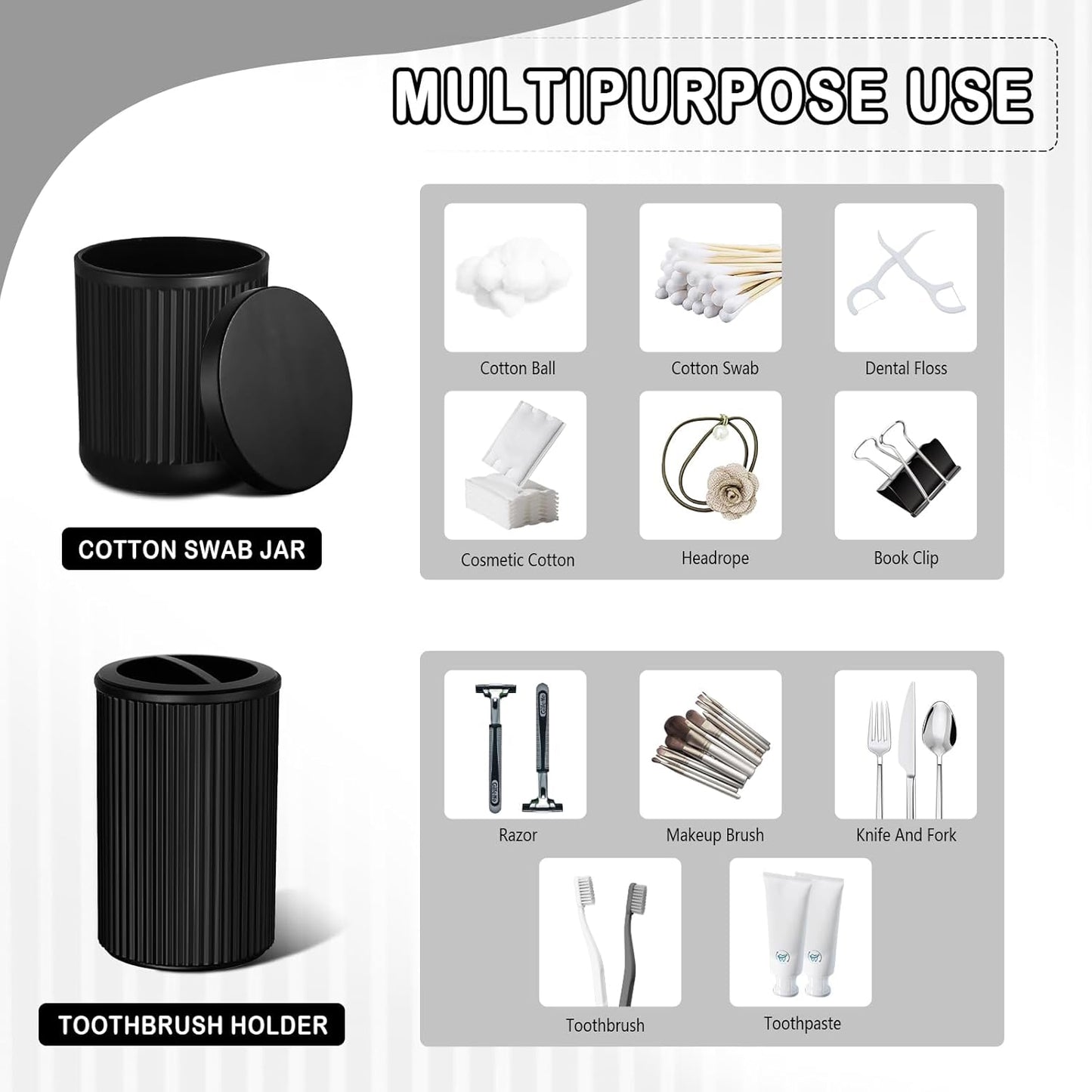 Matte Black Bathroom Accessories Set, 4 Pcs Glass Bathroom Accessory Set, Soap Dispenser, Toothbrush Holder, Qtip Holder Set, Bathroom Sets Complete, Bathroom Sink Set for Modern Home Decor