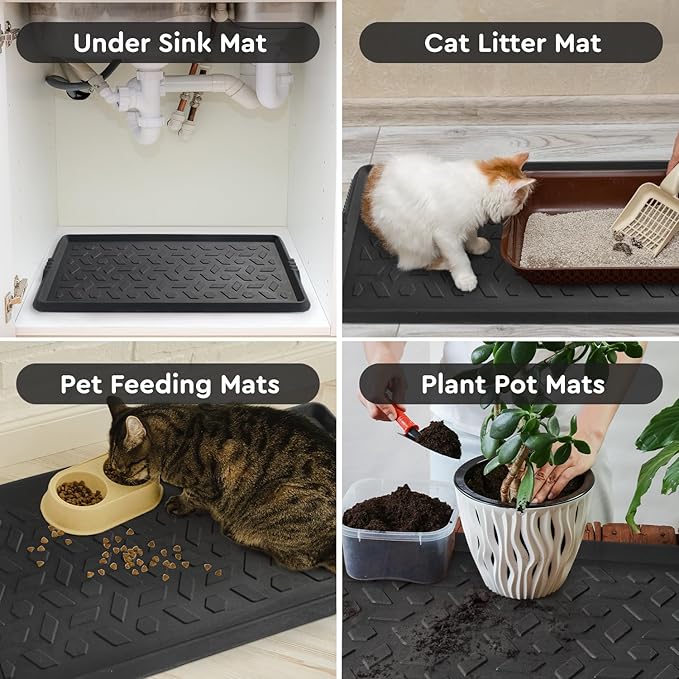 tchdio Durable Rubber Boot Tray and Shoe Mat for Entryway - Heavy Duty Waterproof Shoe Tray Organizer, Non Slip Boot Trays for Front Door, Entryway Muddy Shoes Storage, 16x48 Inches