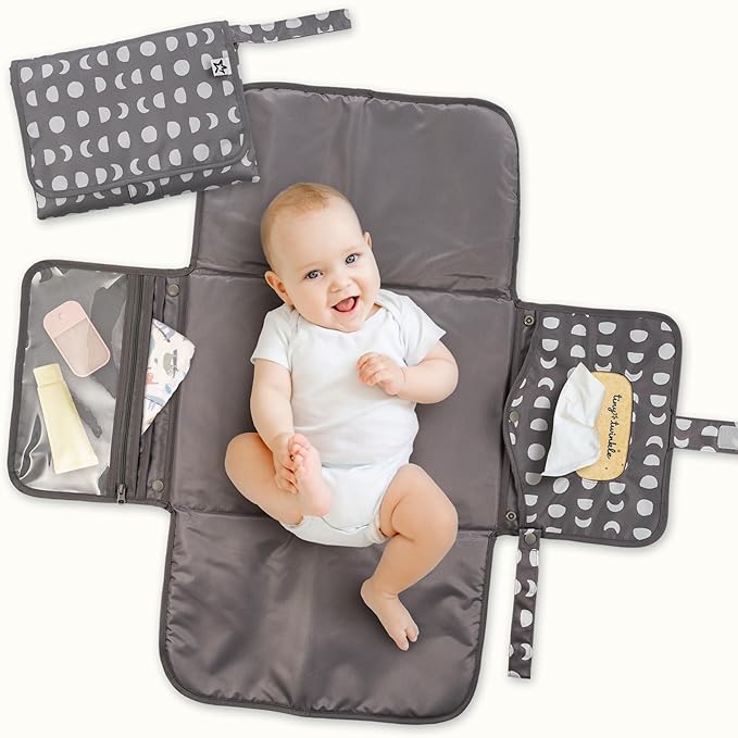 Tiny Twinkle Portable Diaper Changing Pad | Waterproof, Wipeable & Compact Baby Changing Pad for Travel | Smart Wipes Pock...