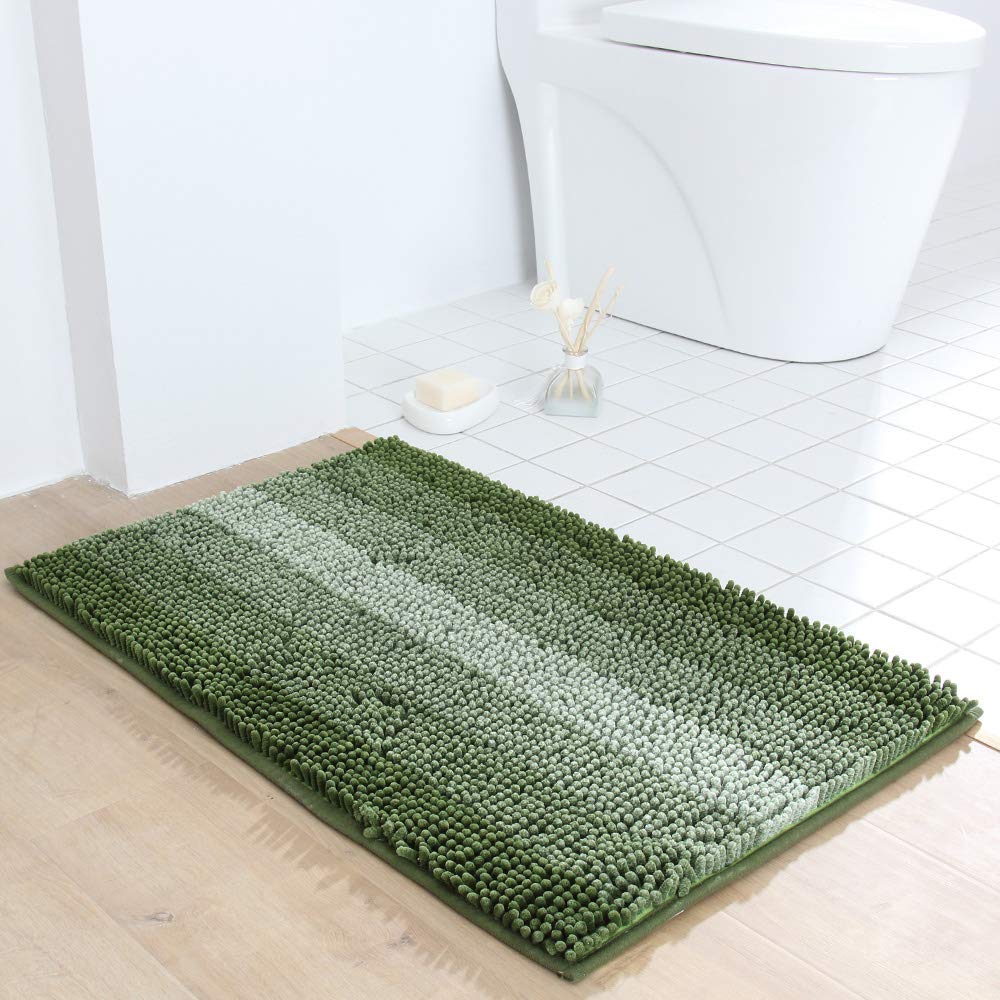 COSY HOMEER 28x18 Inch Bath Rugs Made of 100% Polyester Extra Soft and Non Slip Bathroom Mats Specialized in Machine Washable and Water Absorbent Shower Mat,Green