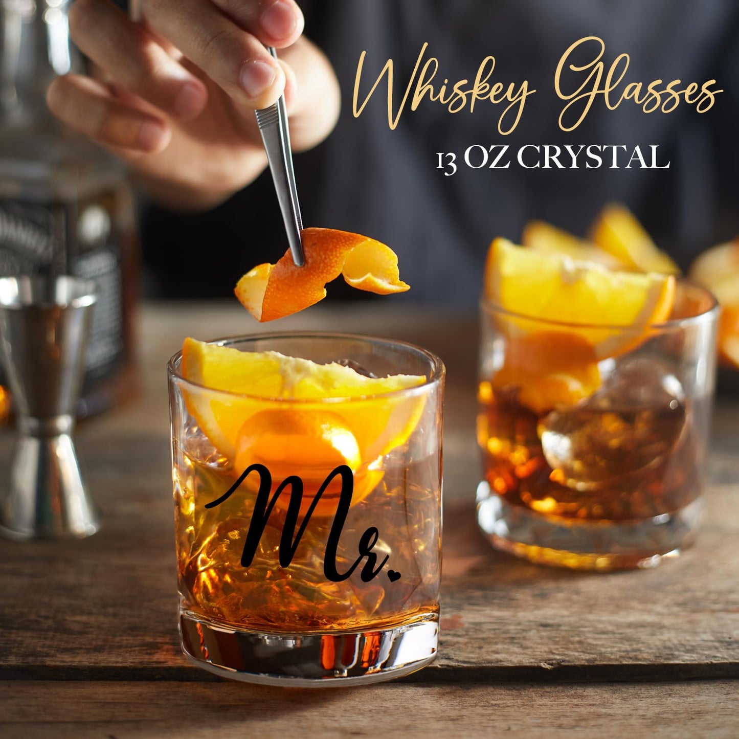 Mr and Mrs Wine Glass Gift for Couples, Newlyweds, Friends, Personalized Wedding Gifts 2025, Bridal Shower Gift for Bridal, Stemless Wine Glass and Whiskey Glass Set-1