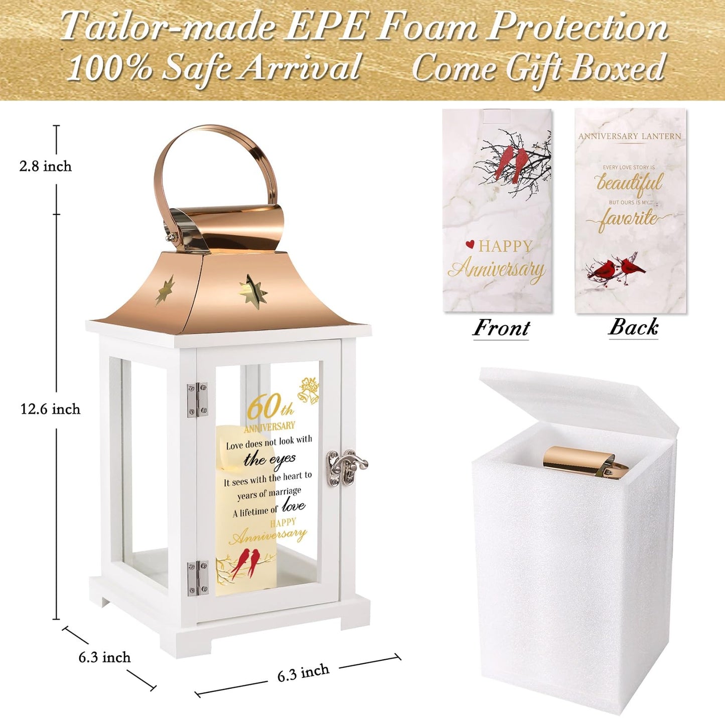 60th Wedding Lantern, Unique 60th Wedding Idea for Couple - Diamond Decoration for Him & Her